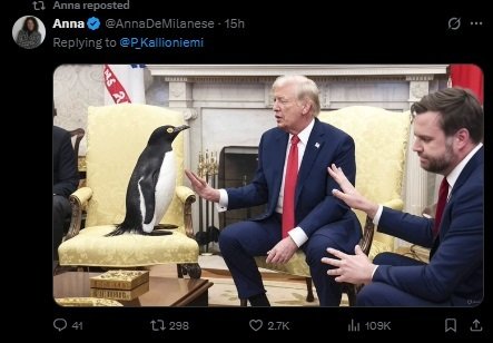 펭귄 밈. (소셜미디어 엑스 갈무리)