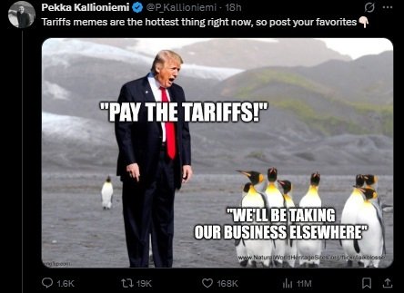 펭귄 밈. (소셜미디어 엑스 갈무리)