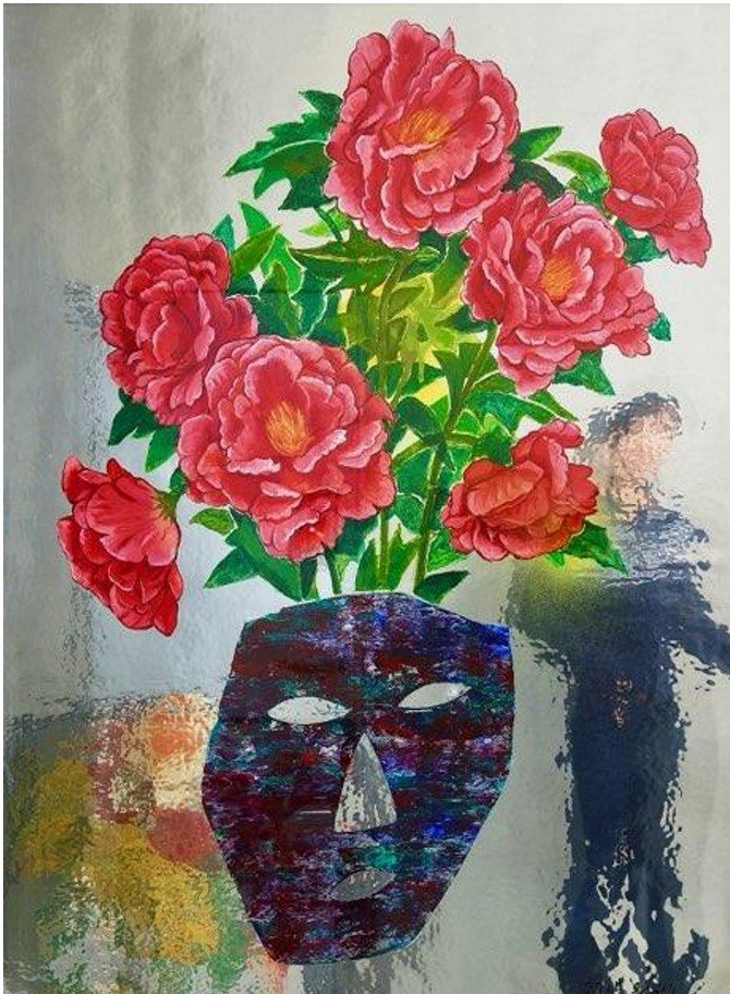 오원배 <무제>, 80x80cm, , 미러지 위에 유채, 2025 *재판매 및 DB 금지