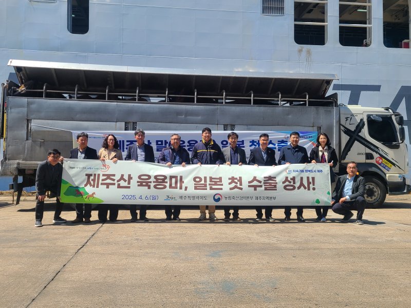 제주에서 사육된 비육마(고기용 말) 30마리가 처음으로 일본에 수출됐다. (제주도 제공. 재판매 및 DB 금지)