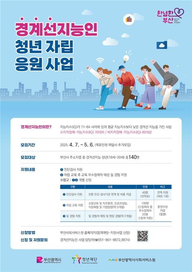 부산 경계선지능인 지원사업 대상자 모집공고 포스터. 부산시 제공