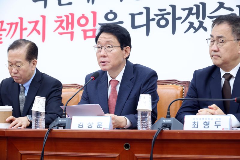 국민의힘 김상훈 정책위의장이 7일 국회에서 열린 비상대책위원회의에서 발언하고 있다. 사진=박범준 기자