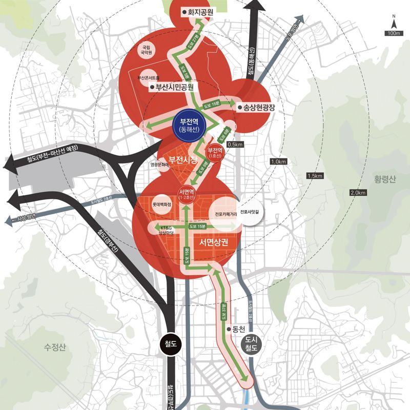 부산 부전역 주변 네트워크망. 자료=부산연구원 제공