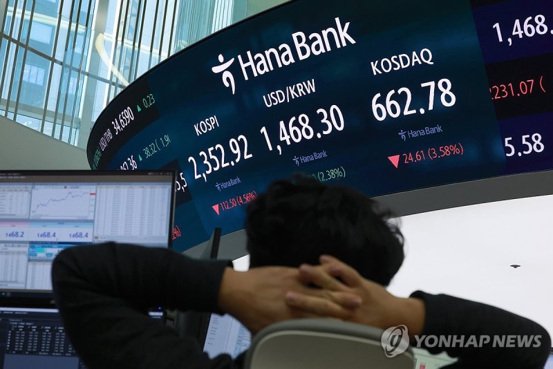 코스피 2,400 붕괴, 4%대 하락 출발 (출처=연합뉴스)