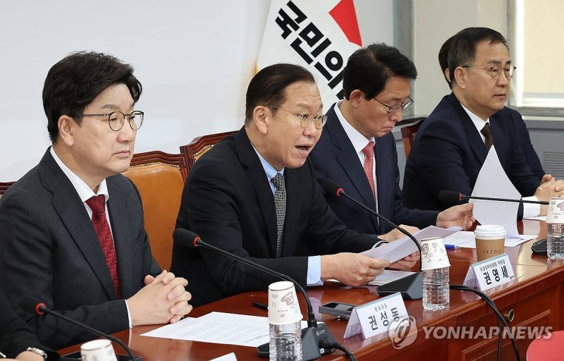 비대위원 회의에서 발언하는 권영세 비대위원장 (출처=연합뉴스)