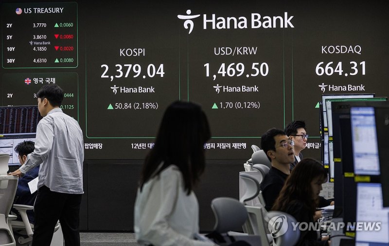 코스피 2,380선서 2% 반등 출발, 코스닥도 올라 (출처=연합뉴스)