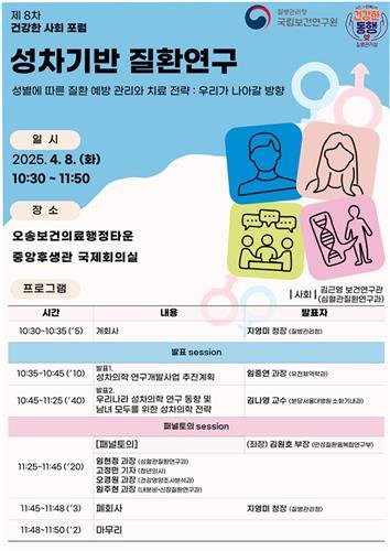 성차기반 질환연구 포럼 포스터 (출처=연합뉴스)