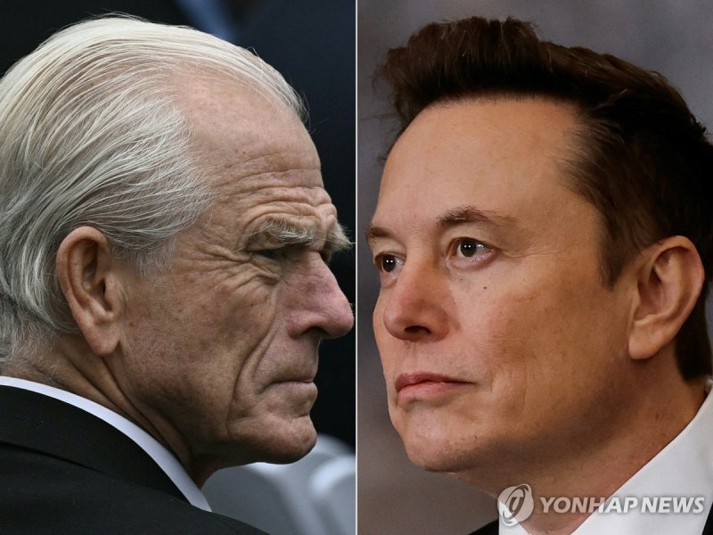 피터 나바로 백악관 무역·제조업 담당 고문(왼쪽)과 일론 머스크 (출처=연합뉴스)