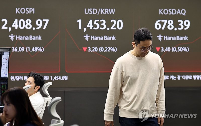 코스피 미중 관세갈등 격화에 2,400선 하락 출발…코스닥도 내려 (출처=연합뉴스)