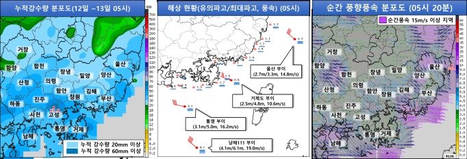 기상청 레이더 사진.