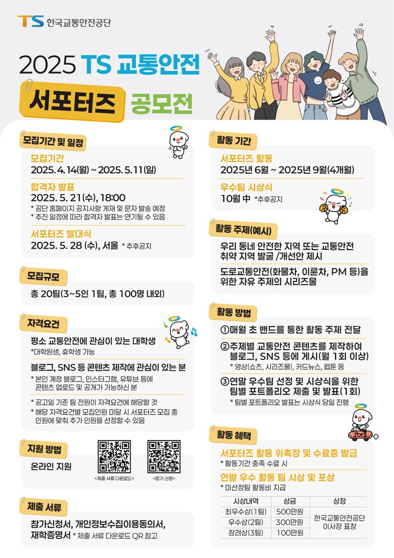 TS, 교통안전 서포터즈 공모전...총 상금 1400만원