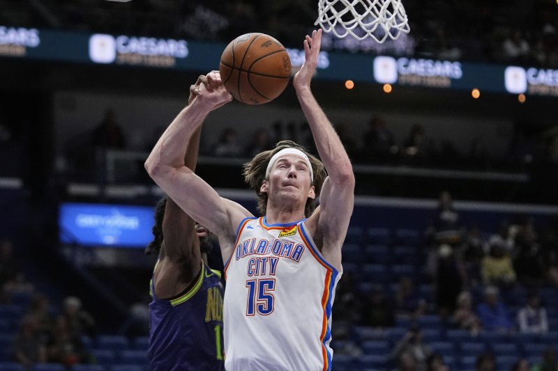 [뉴올리언스=AP/뉴시스] 미국프로농구(NBA) 오클라호마시티 선더의 브랜든 칼슨. 2025. 4. 13.