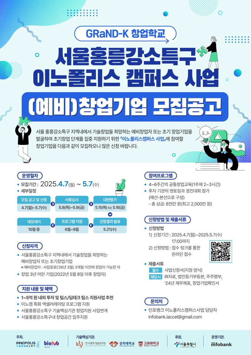인포뱅크 아이엑셀, ‘서울홍릉강소특구 이노폴리스 캠퍼스 사업’ 창업기업 모집