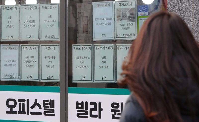 [서울=뉴시스] 지난 1월6일 서울 시내의 한 부동산 앞에 오피스텔 매물 가격표가 붙어있다. 2025.04.15. (사진=뉴시스 DB) photo@newsis.com