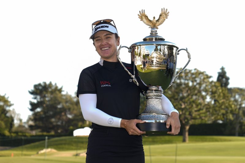 [로스앤젤레스=AP/뉴시스] 2024시즌 미국여자프로골프(LPGA) 투어 JM 이글 LA 챔피언십에서 우승한 한나 그린. 2024. 4. 28.