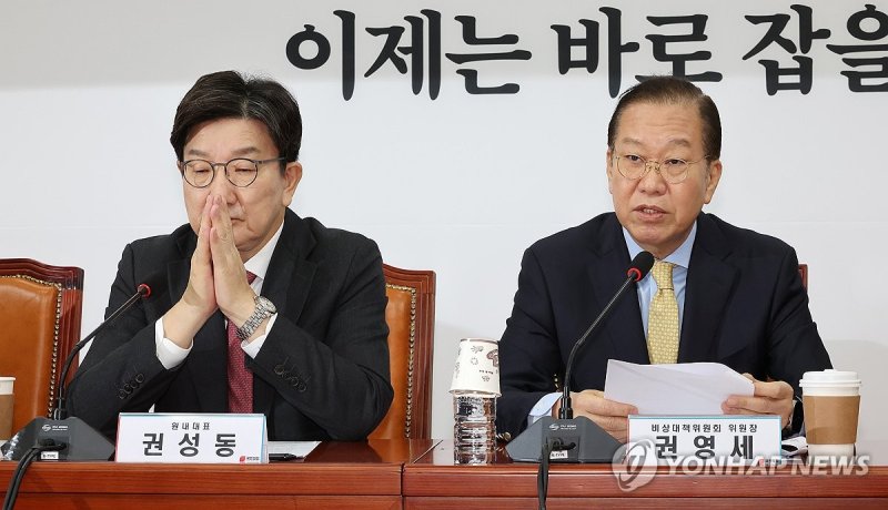 비대위원 회의에서 발언하는 권영세 비대위원장 (출처=연합뉴스)