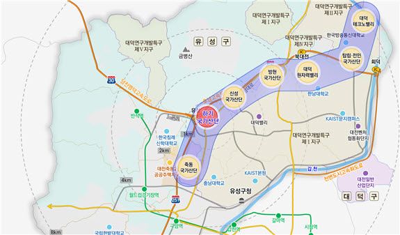 대전 하기지구 국가산업단지 위치도
