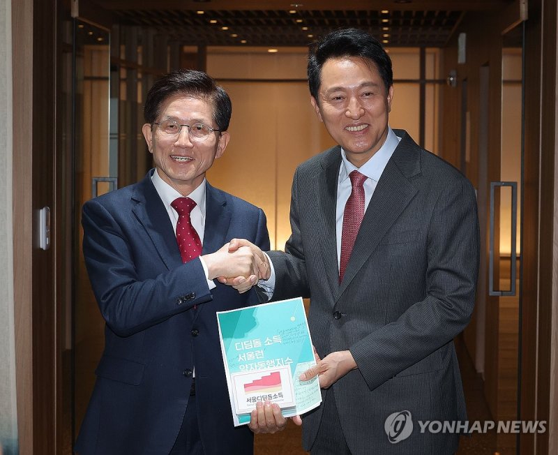 회동 마친 김문수 전 장관-오세훈 시장 (출처=연합뉴스)