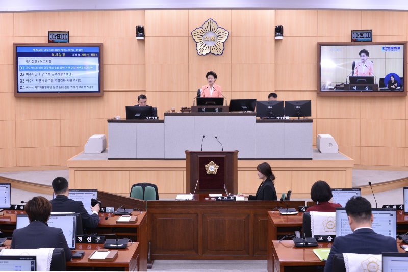 [여수=뉴시스] 여수시의회 본회의장에서 16일 제245회 임시회 제2차 본회의가 열리고 있다. (사진=여수시 제공) 202504.16. photo@newsis.com *재판매 및 DB 금지