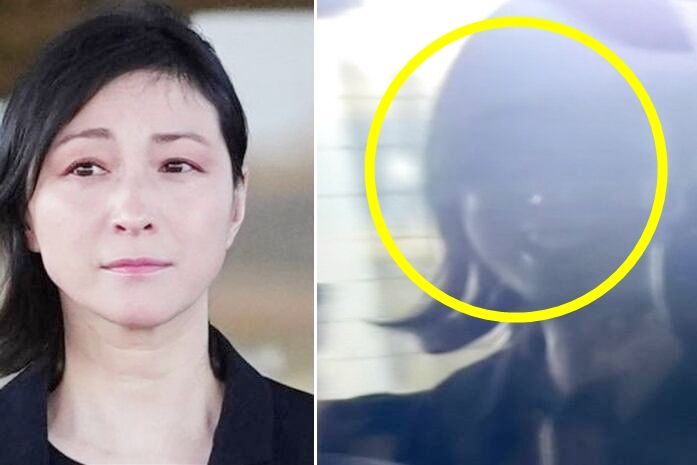 16일 오전 석방된 히로스에 료코가 차 안에 탑승하고 웃는 모습이 포착됐다.사진=닛테레뉴스