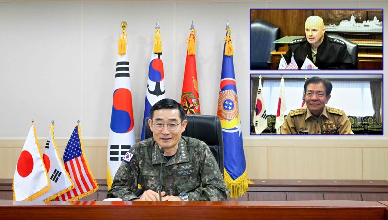 한미 해군·일본 해상자위대 고위급 3자 화상회의 "北 도발 대비 협력 강화"