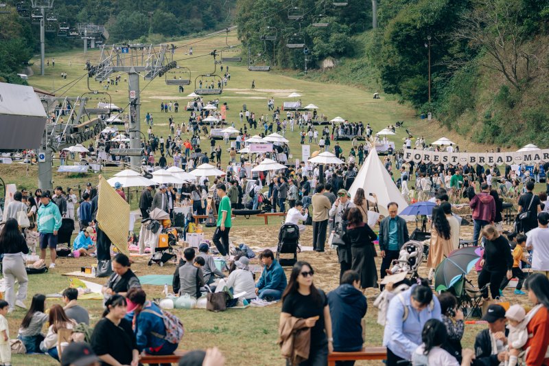지난해 춘천 엘리시안 강촌 리조트에서 열린 '숲속 빵 시장' 축제장 모습.(자료사진)/뉴스1 DB