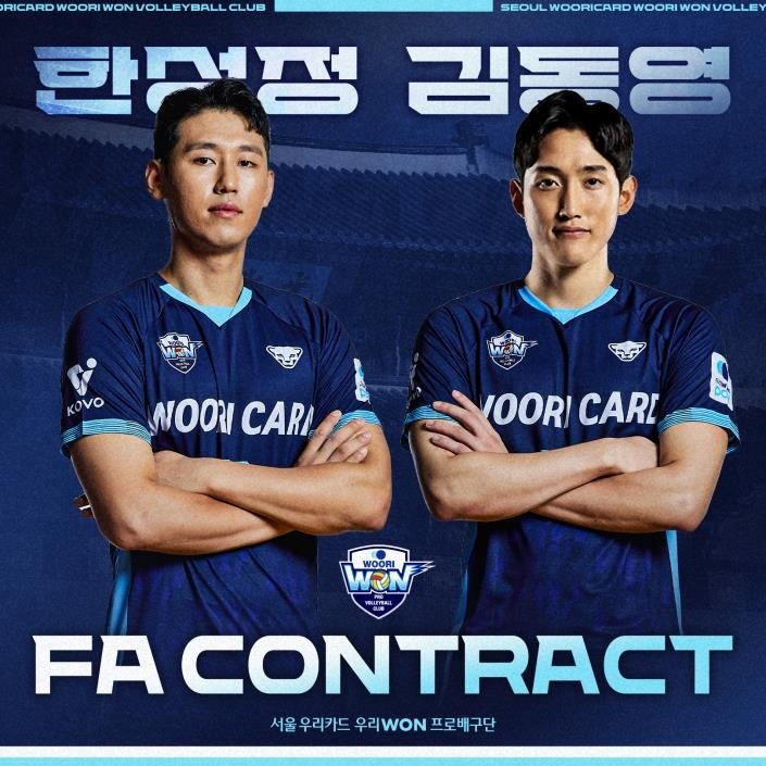 우리카드와 FA 계약을 체결한 한성정(왼쪽)과 김동영 (출처=연합뉴스)
