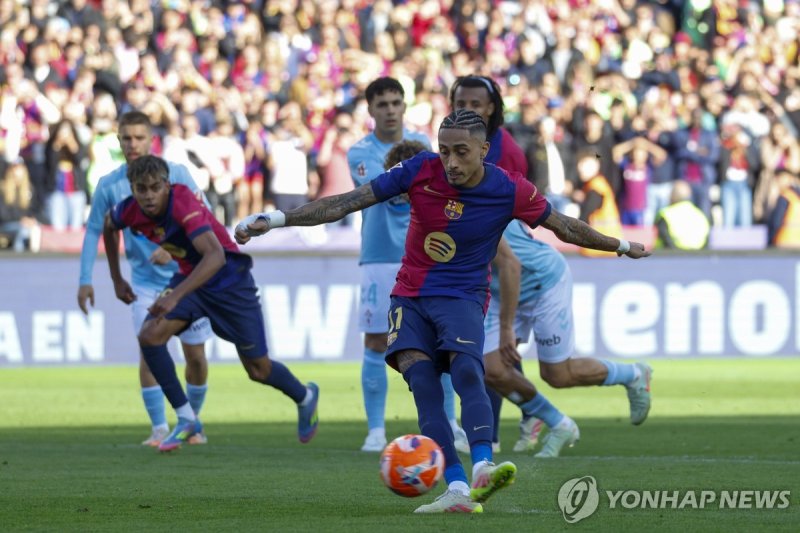 페널티킥을 시도하는 바르셀로나의 하피냐 (출처=연합뉴스)