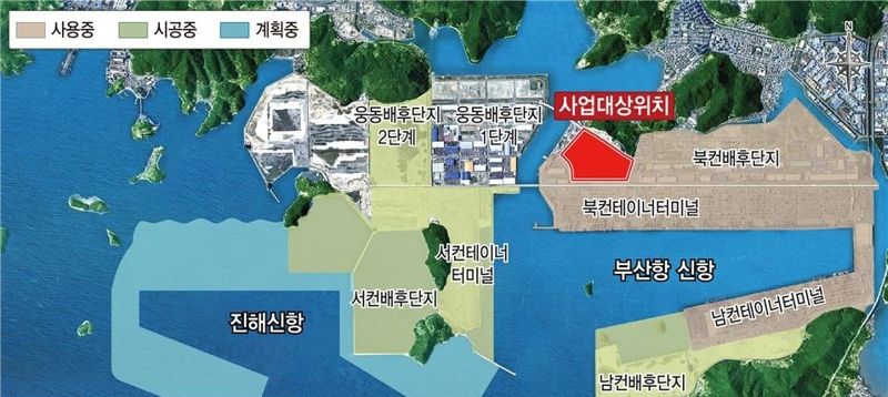 부산진해경자청이 개발계획 변경을 통해 신항배후지 북측지구 면적을 확대해 물류부지를 조성한다. 사진은 사업예정지. 부산진해경자청 제공