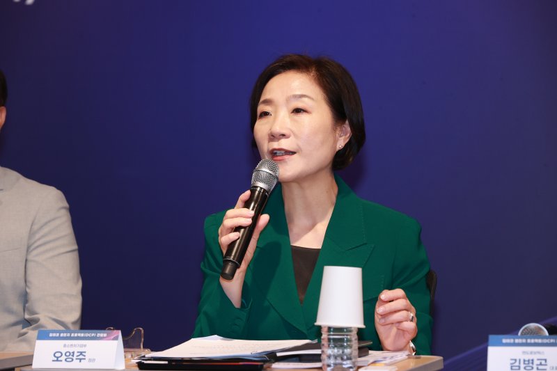 오영주 중소벤처기업부 장관이 24일 서울 강남구 팁스타운에서 열린 '딥테크 챌린지 프로젝트 간담회'에서 인사말을 하고 있다. (중소벤처기업부 제공. 재판매 및 DB 금지) 2025.4.24/뉴스1