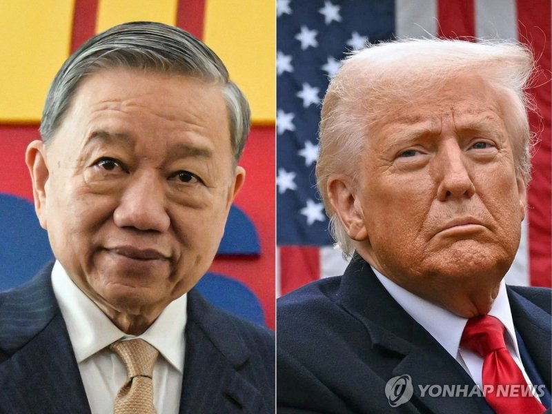 도널드 트럼프 미국 대통령과 또 럼 베트남 공산당 서기장 (출처=연합뉴스)