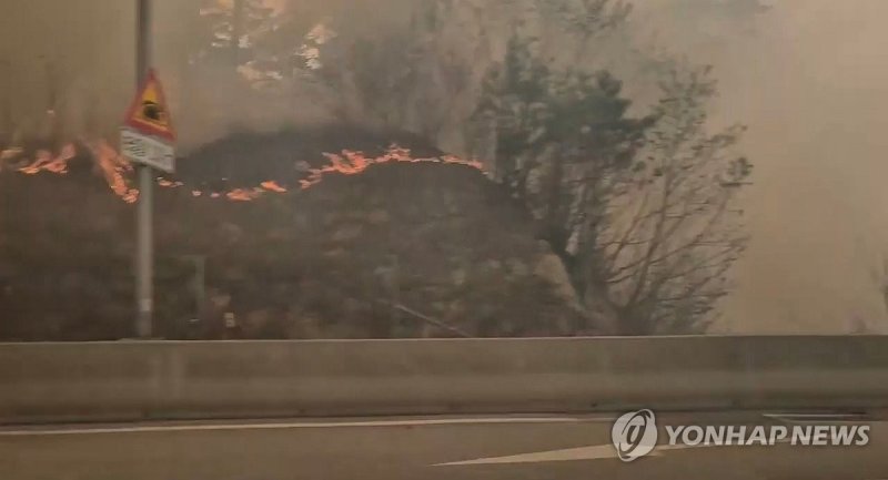 인제 하남리 산불 확산…진화 중 (출처=연합뉴스)