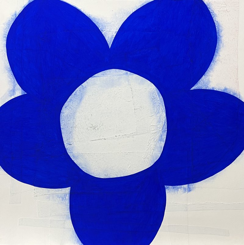 김선형, Gardenblue, 2025, 천에 혼합재료, 100x100cm *재판매 및 DB 금지