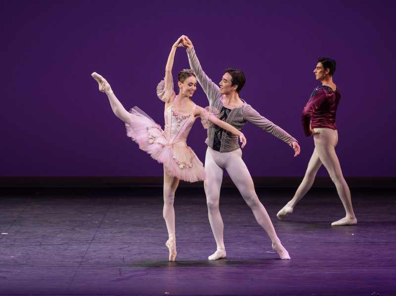 [서울=뉴시스]13년 만에 내한한 세계 최정상급 미국 국립발레단 아메리칸 발레 시어터(ABT)가 24일 저녁 서울 강남구 GS아트센터에서 갈라 공연을 펼쳤다. ABT 솔리스트 한성우(오른쪽)와 스카일라 브란트(왼쪽)가 '잠자는 숲속의 공주 <로즈 아다지오>'에서 열연하고 있다. (사진=ⓒYOON6PHOTO·GS아트센터 제공)