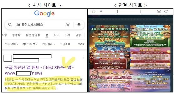 사칭 사이트를 활용한 피싱 사례 (출처=연합뉴스)