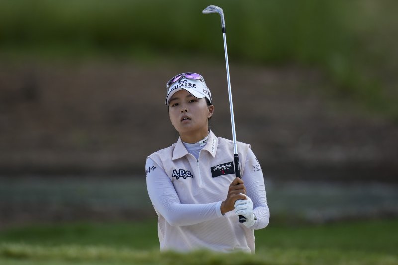 [우들랜드=AP/뉴시스] 미국여자프로골프(LPGA) 투어 셰브론 챔피언십을 공동 6위로 마친 고진영. 2025. 4. 27.
