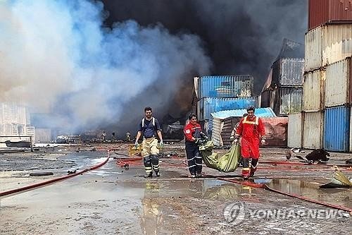 폭발 참사 발생한 이란 샤히드라자이 항구 (출처=연합뉴스)