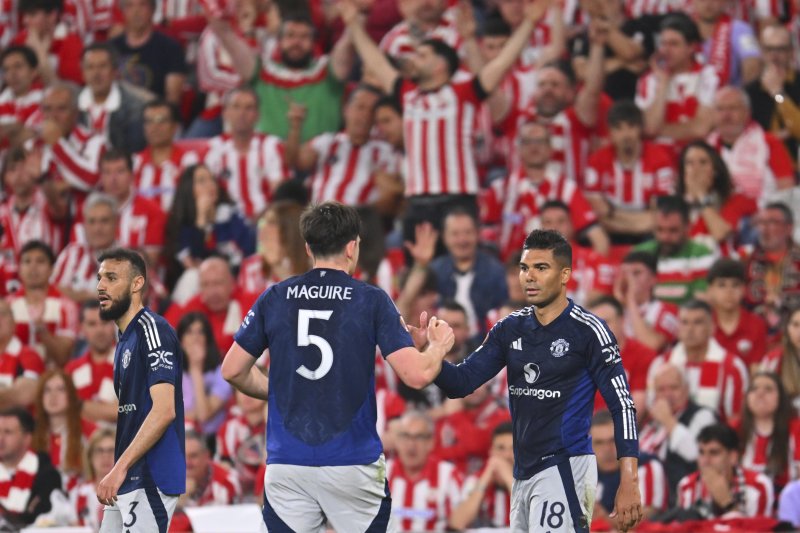 [빌바오=AP/뉴시스] 잉글랜드 프로축구 프리미어리그(EPL) 맨체스터 유나이티드의 카세미루. 2025. 5. 1.