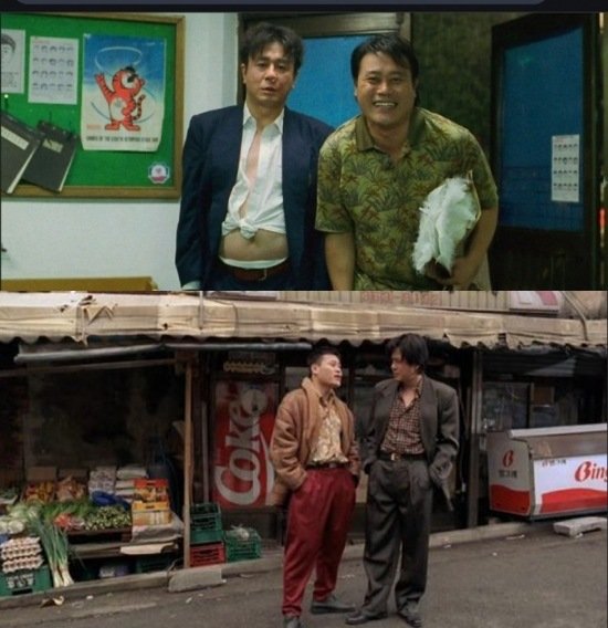 [서울=뉴시스] 영화 '올드보이'와 '파이란'에서 호흡을 맞춘 배우 지대한과 최민식. (사진=에그필름, 튜브픽쳐스) 2025.04.30. photo@newsis.com *재판매 및 DB 금지