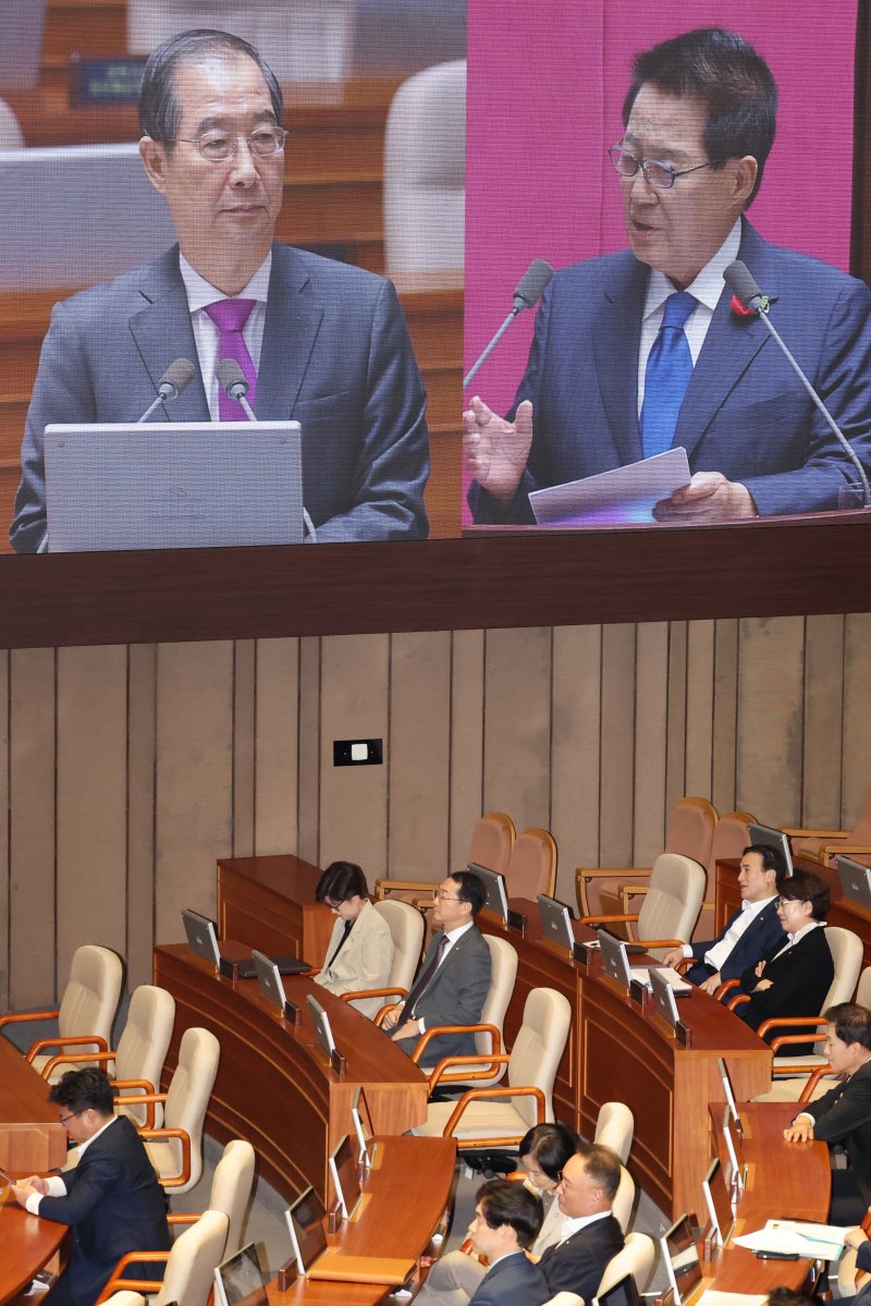 [서울=뉴시스] 조성우 기자 = 바카라 토토 국무총리가 9일 오후 서울 여의도 국회에서 열린 제418회국회(정기회) 제4차 본회의 대정부질문(정치)에서 박지원 더불어민주당 의원의 질의에 답변하고 있다. 2024.09.09. xconfind@newsis.com