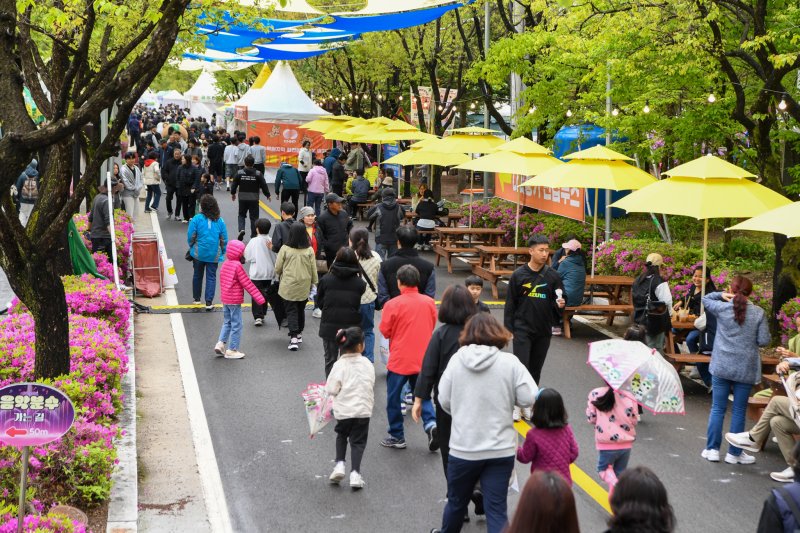양구읍 서천 레포츠공원 일원에서 개막한 '2025 청춘 양구 곰취 축제'에서 관광객들이 즐거운 시간을 보내고 있다.(자료사진)/뉴스1 DB