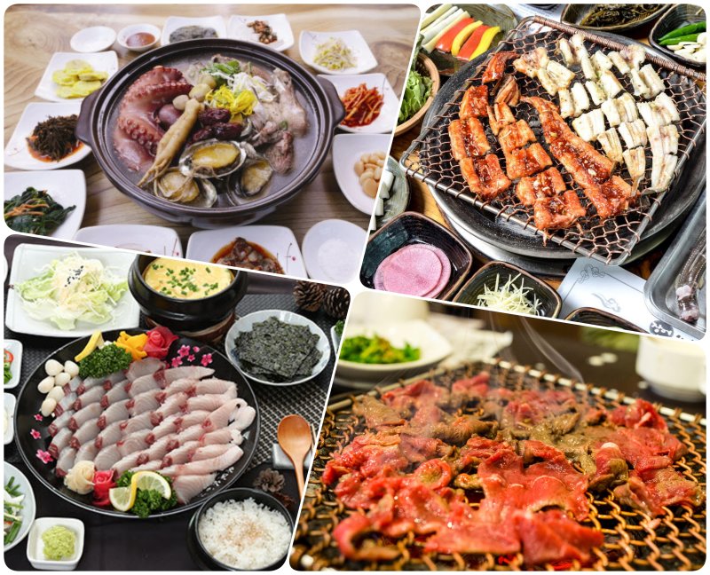 전남관광재단이 추천한 설 연휴 남도 건강먹거리. 윗줄 왼쪽부터 시계 방향으로 강진 회춘탕, 광양 아나고(붕장어), 광양 숯불구이 불고기, 해남 삼치회. (사진=전남관광재단 제공) *재판매 및 DB 금지