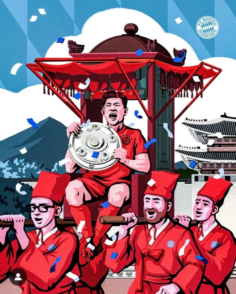 김민재의 소속팀 바이에른 뮌헨이 SNS에 김민재 이미지를 업로드 하며 축하 메시지를 전했다. (뮌헨 SNS)
