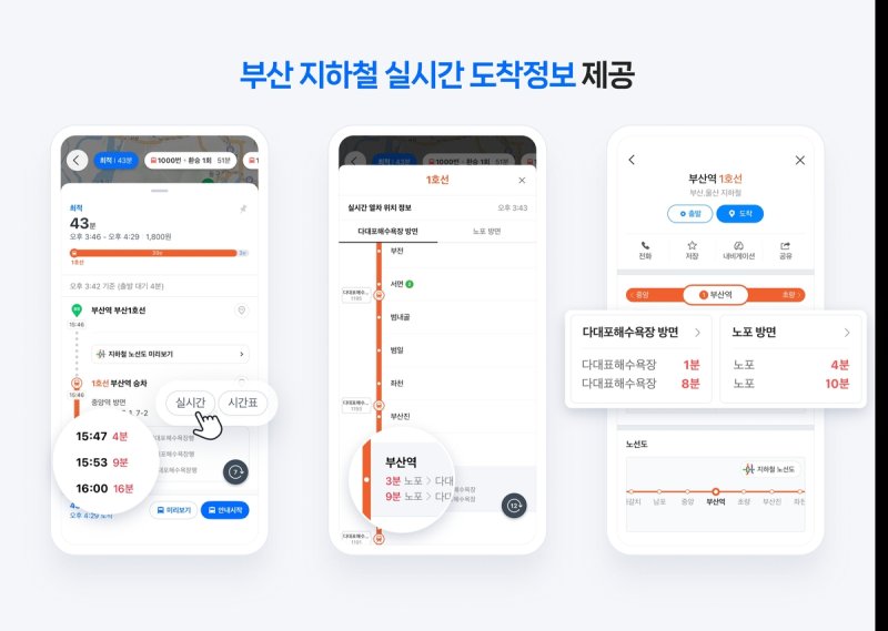 네이버 지도 부산 지하철 실시간 정보 서비스 (출처=연합뉴스)