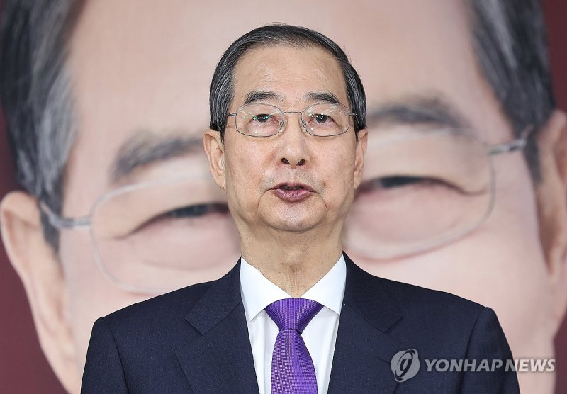 대선 단일화 관련 입장 밝히는 한덕수 후보 (출처=연합뉴스)