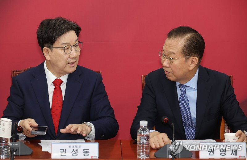 대화하는 권영세-권성동 (출처=연합뉴스)