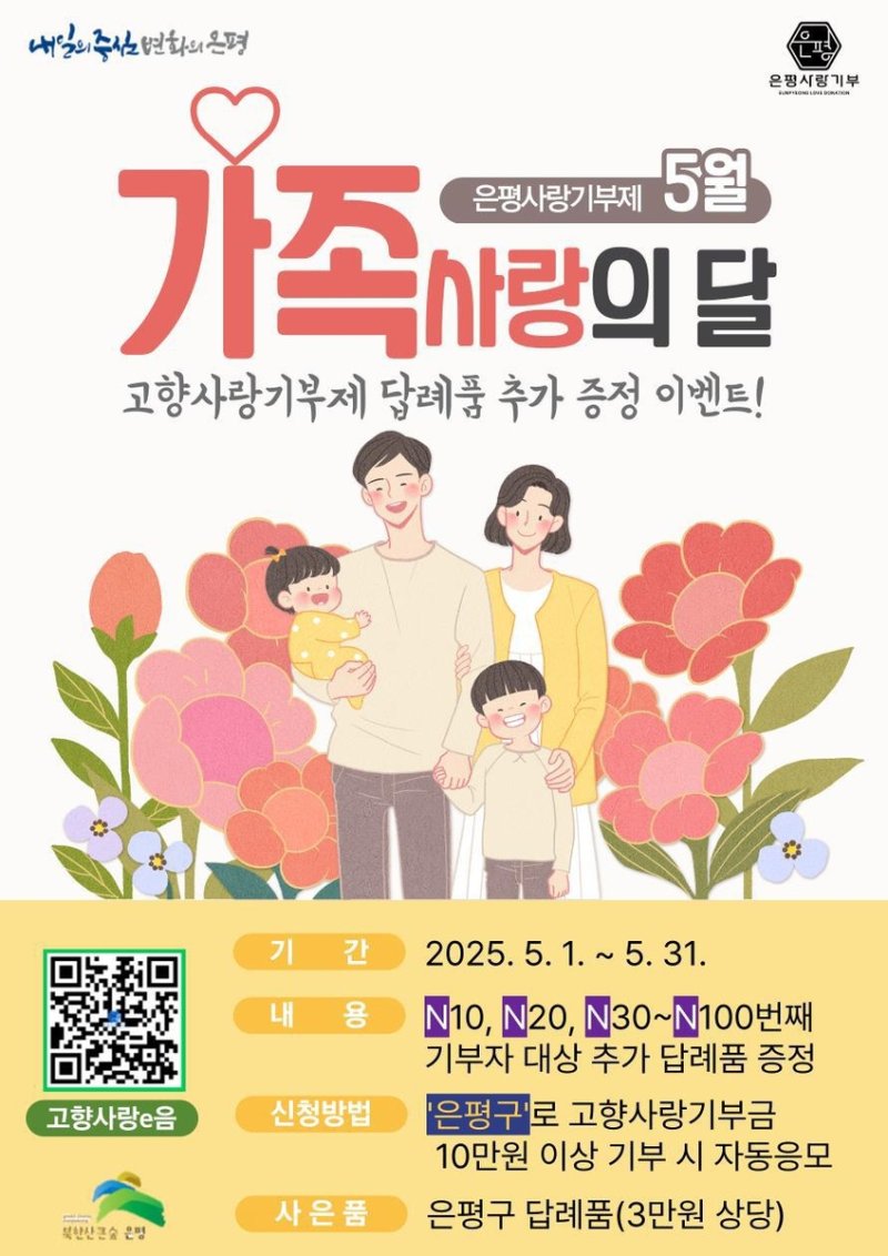 은평구, 가정의 달 고향사랑기부제 답례품 추가 증정 이벤트 (출처=연합뉴스)