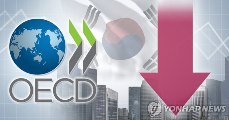 OECD 한국경제 하락 전망 (PG) (출처=연합뉴스)