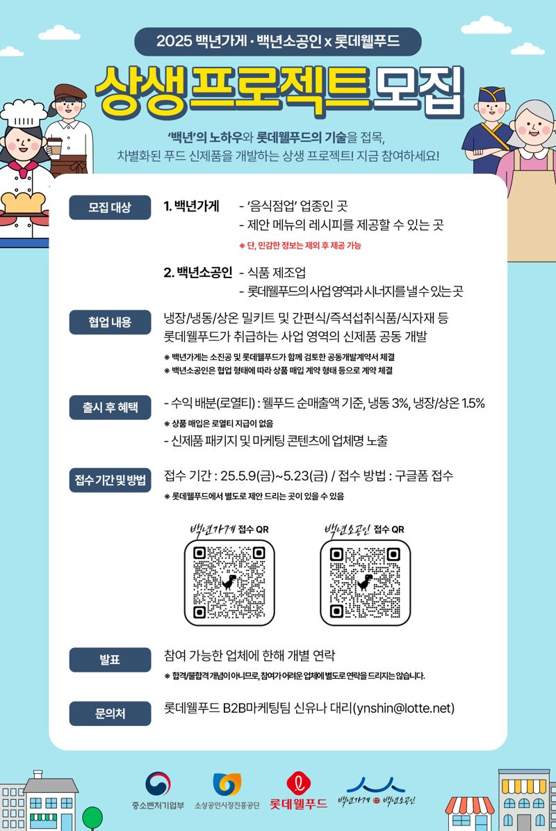 소진공, 롯데웰푸드와 '백년가게 상생 프로젝트' 참여업체 모집