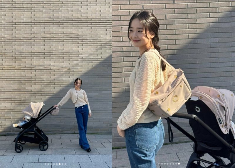 '금융인♥' 손연재, 1살 子과 유모차 산책…상큼발랄